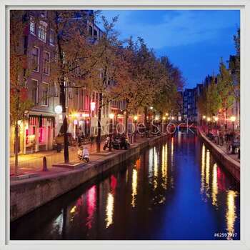 Pôster emoldurado Red Light District in Amsterdam