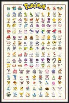Pôster emoldurado Pokemon - Kanto 151